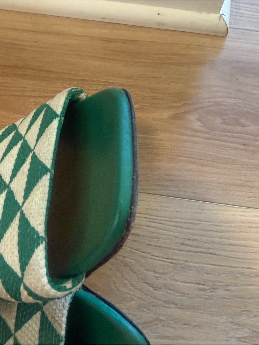 Authentic Prada Green and White Geometric Slide Mules - Picture 5 of 11